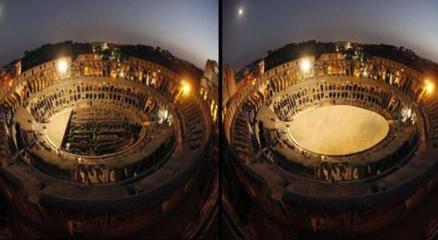 Il Colosseo senza e con l'arena