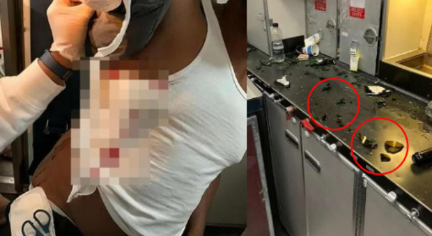 Rissa in aereo: accoltellato un turista e molestate diverse donne. I passeggeri: «Troppo alcol dallo staff per quel gruppo di uomini»