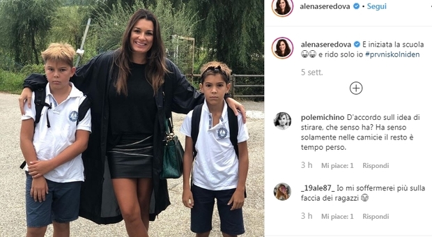 Alena Seredova, su Instagram le critiche alle maglie dei figli. «Perché non stiri?»