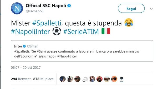 «Sarri ministro dell'Economia», botta e risposta tra Spalletti e Napoli