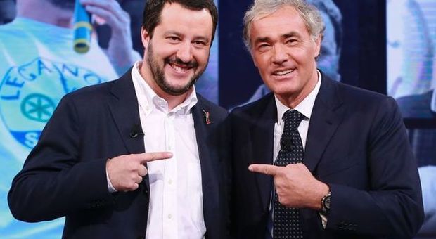 Massimo Giletti e Matteo Salvini nella scorsa puntata dell'Arena