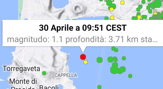 Scossa di terremoto con epicentro nel golfo di Pozzuoli.