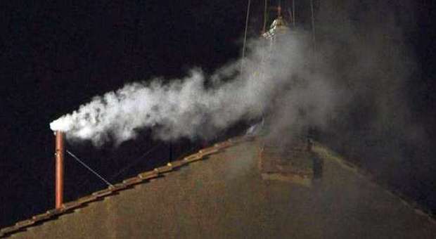 New Pope is chosen, white smoke out of the chimney