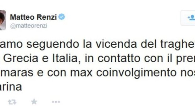 Traghetto in fiamme, il premier Renzi torna a palazzo Chigi per seguire le operazioni di soccorso
