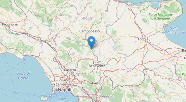 Terremoto a Benevento nella notte: sciame sismico con magnitudo 2.5