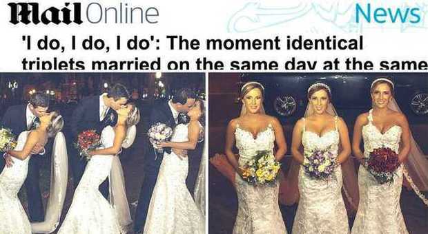 Tre sorelle gemelle si sposano lo stesso giorno: "I mariti non riconoscevano le proprie mogli"