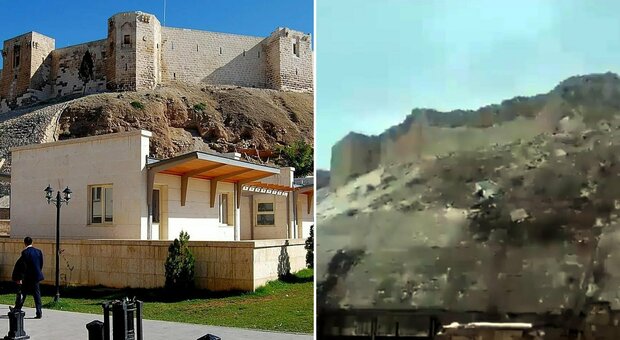 Terremoto in Turchia, il castello di Gaziantep sbriciolato dalle scosse. La terribile foto prima e dopo il sisma