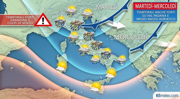 Meteo, Italia spezzata in due: al Nord pioggia e temporali, al Sud "bomba" di caldo