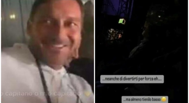 Francesco Totti con Noemi Bocchi al concerto di Eros Ramazzotti a Roma, i vicini di posto irritati: «Il telefono sempre in mano, almeno tienilo basso...»