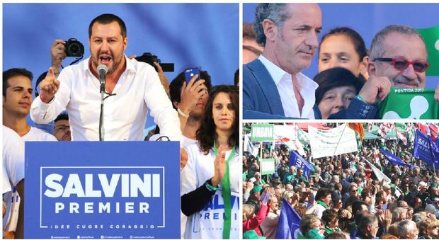 La Lega a Pontida, Salvini: "Parte da qui la marcia verso il governo". C'è anche Bossi, non potrà parlare Maroni: "Per me ne ha diritto"