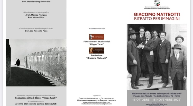 Roma, fino al 15 novembre si potrà visitare gratutiamente la mostra "Giacomo Matteotti- Ritratti per immagini" presso Palazzo San Macuto