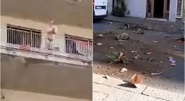 Catania, donna nuda lancia oggetti dal balcone: panico in centro