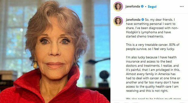Jane Fonda ha il cancro, l'annuncio sui social: «Sono una privilegiata, mi posso curare»