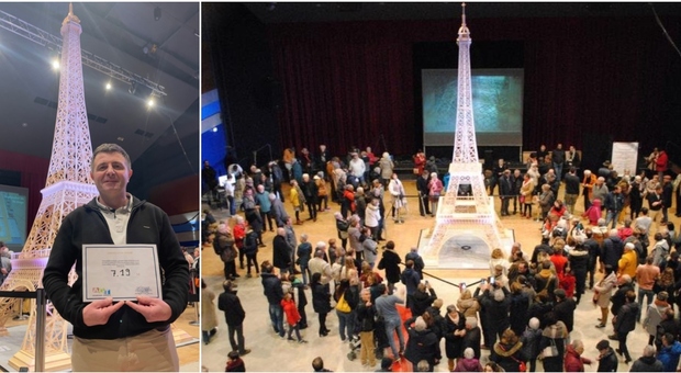 Tour Eiffel alta 7 metri costruita con i fiammiferi, Guinness boccia il modello: «Cerini sono sbagliati». Buttati 8 anni di lavoro