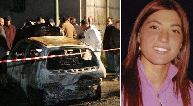 Gelsomina Verde; a sinistra, l'auto bruciata con il corpo della ragazza