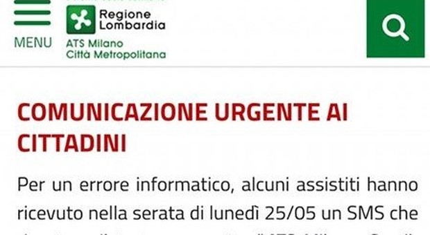 Coronavirus in Lombardia, l'sms inviato per errore ai cittadini: «A contatto con un positivo, restate in isolamento»