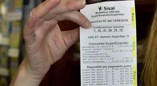 SuperEnalotto, il vincitore dei 209 milioni ritira il premio: dopo due mesi domanda presentata