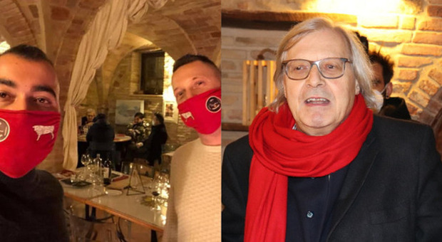 #Ioapro, Vittorio Sgarbi a cena dal ristoratore ribelle: «Propongo carriera in Parlamento», ma la polizia chiude il locale per cinque giorni