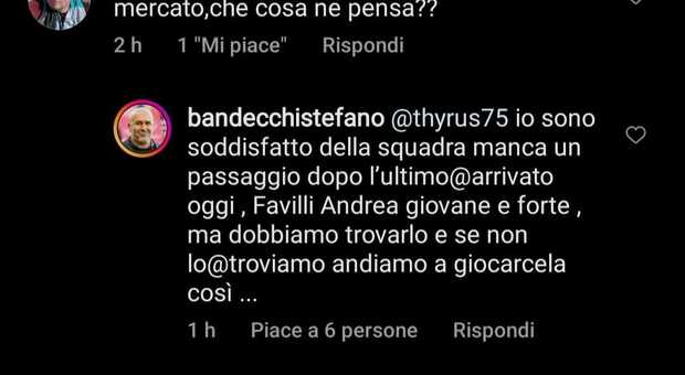 Bandecchi su Instagram "spoilera" l'ultimo acquisto della Ternana: «Oggi è arrivato Andrea Favilli, giovane e forte...»