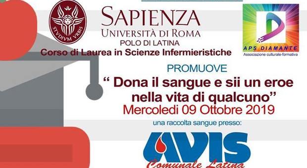 "Dona il sangue e sii un eroe", torna l'iniziativa di Avis e Scienze infermieristiche a Latina