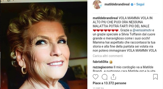 Matilde Brandi: «Mamma ha l'Alzheimer». La morte poco dopo l'intervista a Verissimo