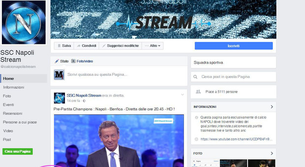 Napoli-Benfica su Facebook: Mediaset studia azioni legali
