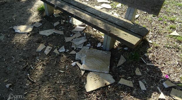 I danni provocati dai vandali al Parco degli Ulivi