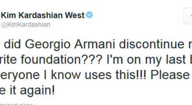 Il Tweet di Kim Kardashian e la risposta di Giorgio Armani