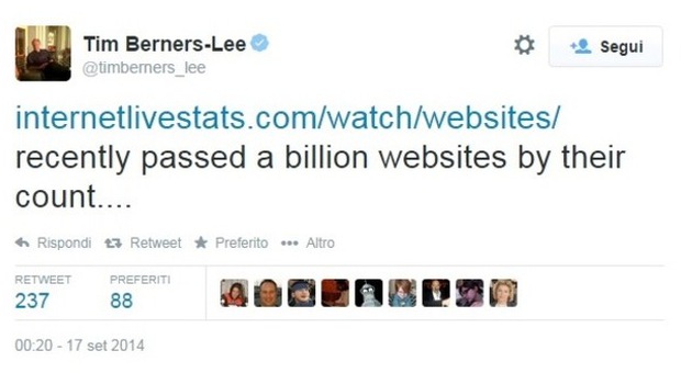 Internet, superato il miliardo di siti. Il 'padre' ​del web Berners-Lee festeggia con un tweet