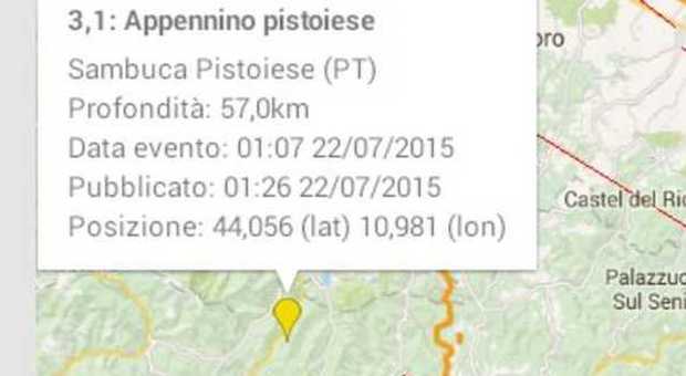 Terremoto di 3.1 vicino Pistoia avvertito anche a Prato e Firenze