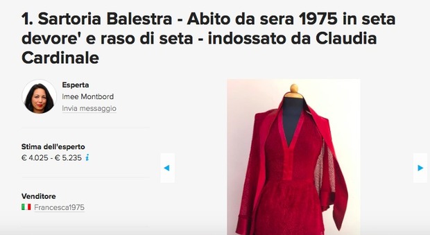 All'asta l'abito disegnato dalla Sartoria Balestra per Claudia Cardinale
