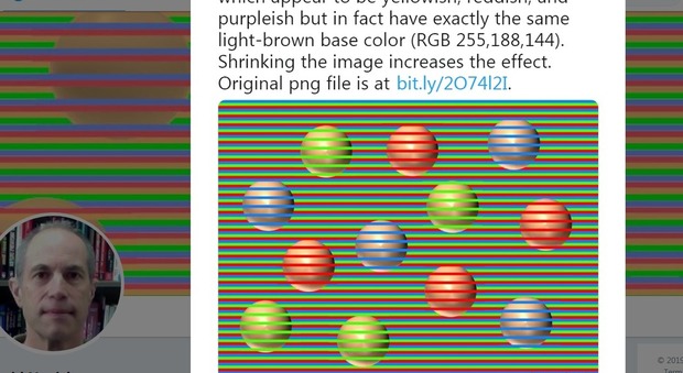 Di che colore sono le sfere? L'illusione ottica che costringe il cervello a inventare i colori diventa virale