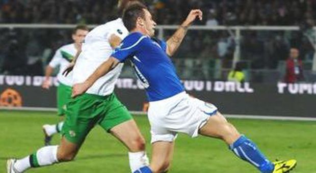 Antonio Cassano in azione contro l'Irlanda del Nord