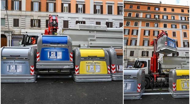 Roma, i nuovi cassonetti (intelligenti) di Ama. «Non possono essere incendiati e hanno un dispositivo anti topi»