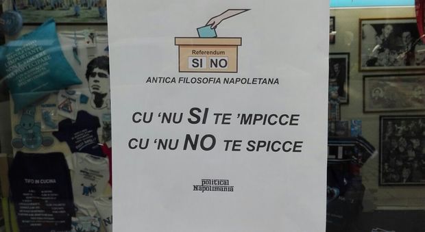 Da Napolimania il referendum napoletano «Cu 'nu sì te 'mpicce, cu 'nu no te spicce»