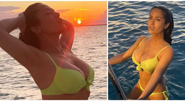 Salma Hayek, fisico esplosivo a 56 anni e bikini «illegale»: le foto dell'attrice mandano il web in tilt