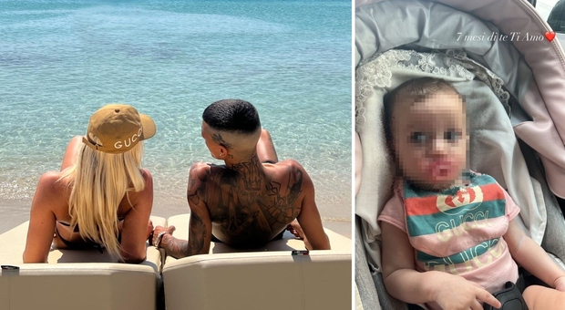 Cristian Babalus in vacanza con Chanel Totti, festeggia il mesiversario della figlia. Hater: «Non sei mai con lei»