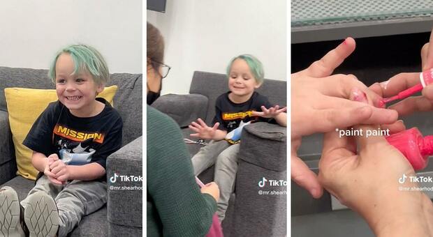 Papà porta il figlio di 3 anni a fare la manicure: «La maestra gli ha detto che lo smalto è una cosa da donne»