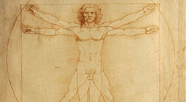 L'Uomo Vitruviano, di Leonardo Da Vinci, conservato alle Gallerie dell'Accademia a Venezia