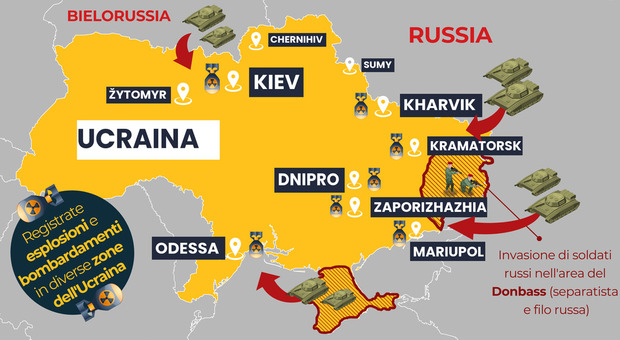 Ucraina: l'attacco russo, i fronti delle incursioni. Ecco cosa succede