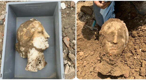 Piazza Augusto Imperatore, ritrovata una testa di donna in marmo durante gli scavi. Gualtieri: «Roma continua a stupire»