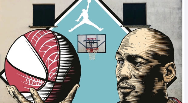 Uno dei murales che saranno realizzati, raffigura Michael Jordan e il basket