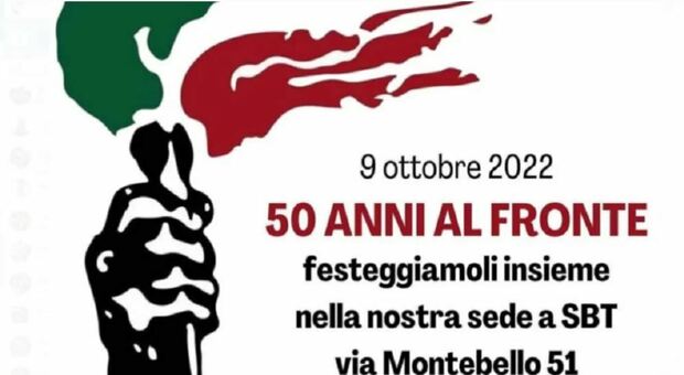 Fronte della Gioventù, cena a San Benedetto per i 50 anni della fondazione. Anpi insorge: «Italia democratica non certo grazie agli ex Msi»»