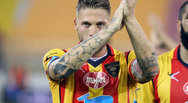 Caturano, autore del gol del vantaggio del Lecce