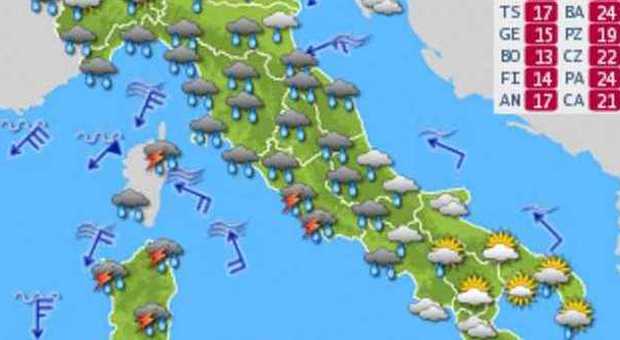 Meteo, piogge e temporali fino a venerdì: allerta maltempo in tutta Italia -LE PREVISIONI
