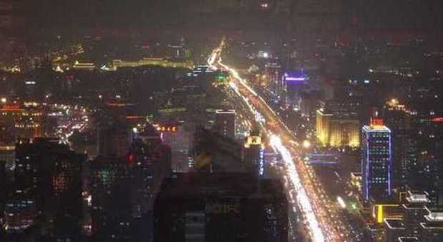 Un'immagine notturna di Pechino