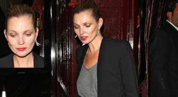 Kate Moss esce da un locale senza trucco a Londra