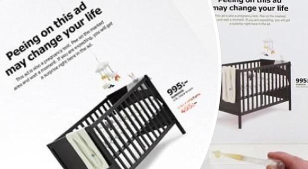 Ikea pubblicizza una culla con un test di gravidanza: "Urinare qui potrebbe cambiarti la vita"