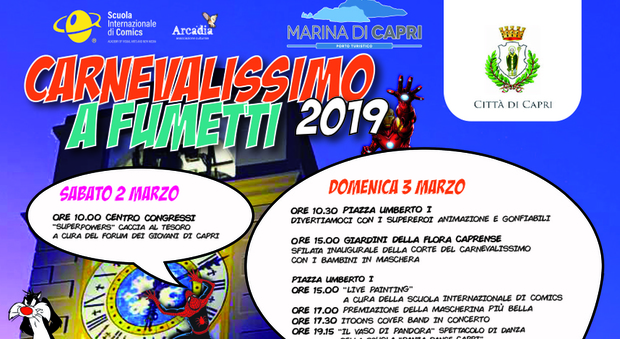 Carnevale a Capri all'insegna dei fumetti, quattro giorni di eventi