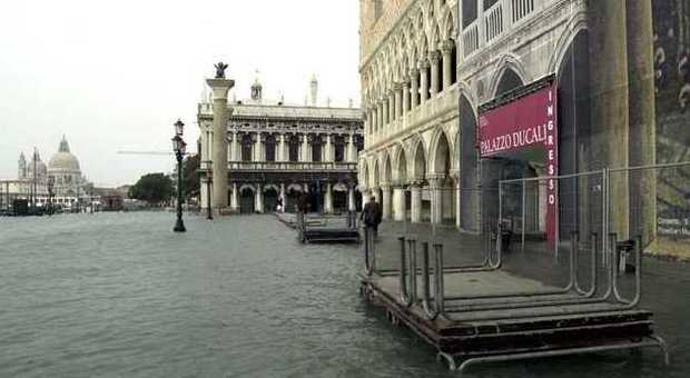 Rubati i cavalletti per l'acqua alta Domattina a Venezia 115 centimetri